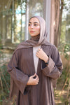 Soft crushed fabric abaya cafe