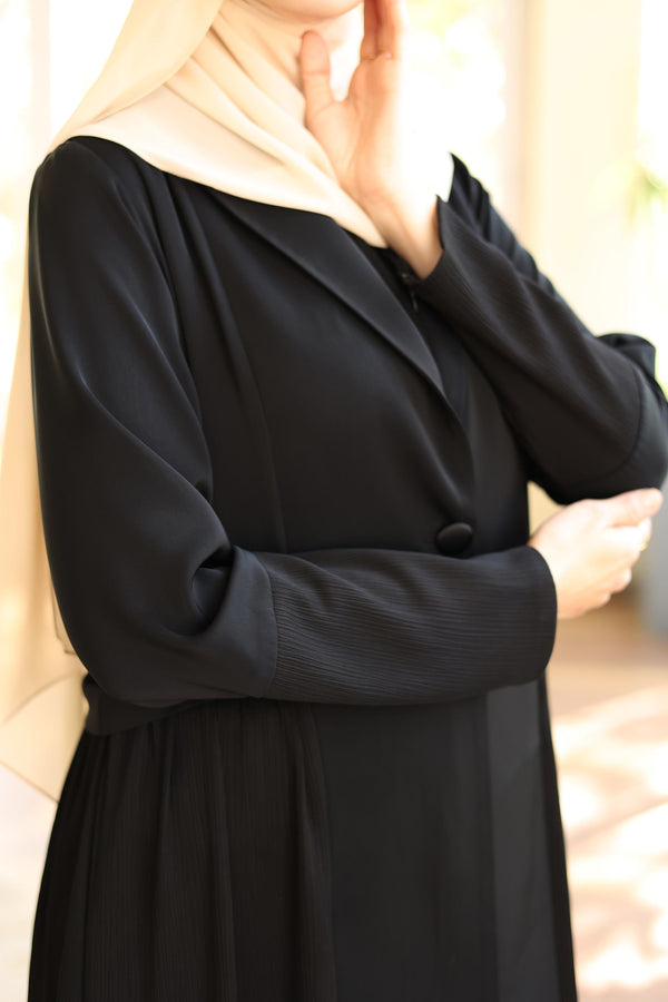 Mixed-Texture Open Abaya