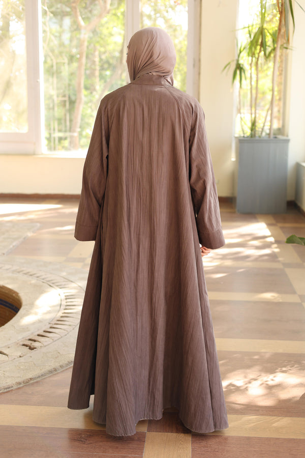 Soft crushed fabric abaya cafe