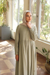 Flowing Textured Wide Dress olive