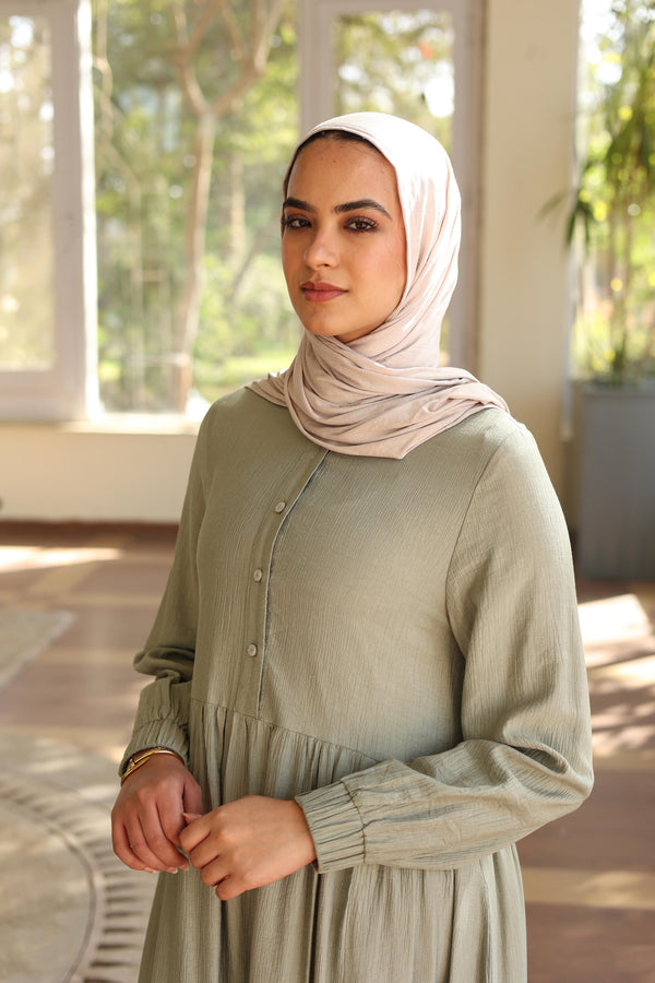 Flowing Textured Wide Dress olive