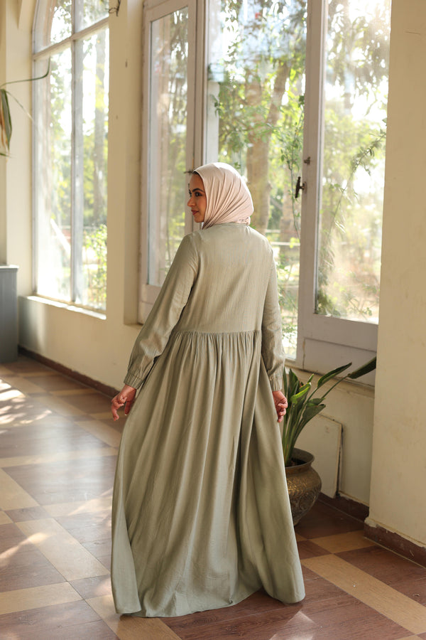 Flowing Textured Wide Dress olive