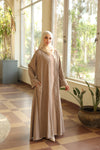 Soft crushed fabric abaya beige