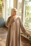 Soft crushed fabric abaya beige