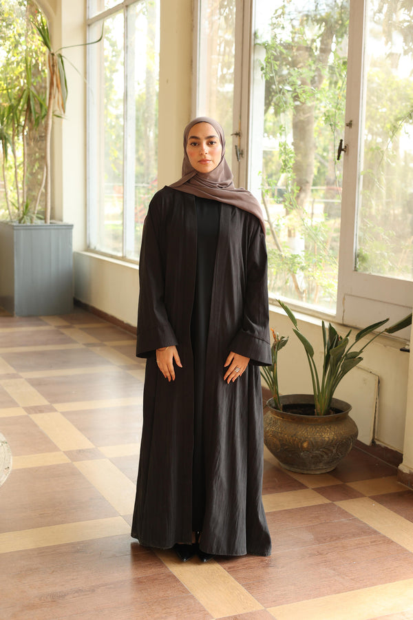 Soft crushed fabric abaya black