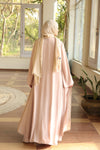Shine Trim Abaya Set beige
