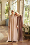 Shine Trim Abaya Set beige