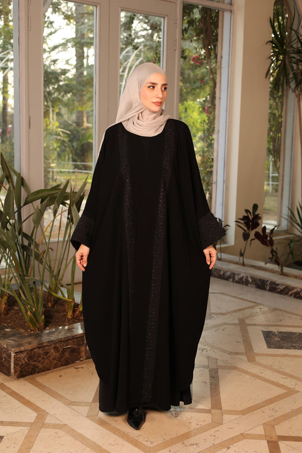 iconic abaya with tweed cut