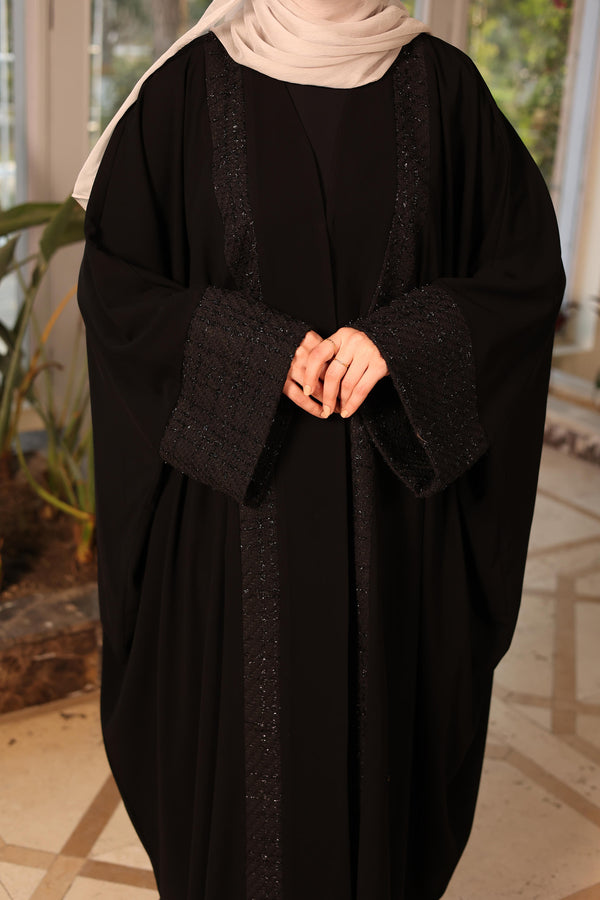 iconic abaya with tweed cut
