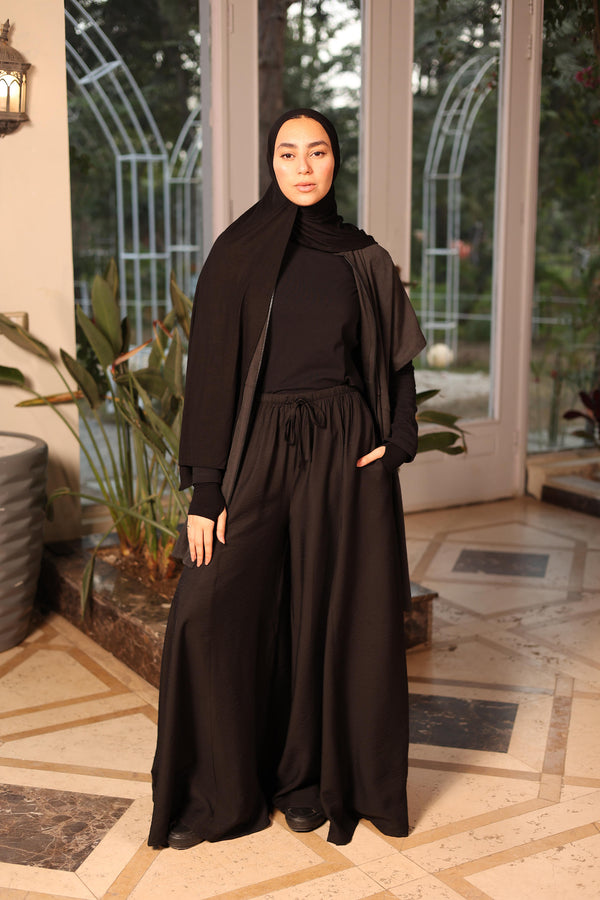 wide leg palazzo pants black