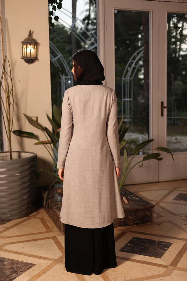 high low blouse with zipper grey