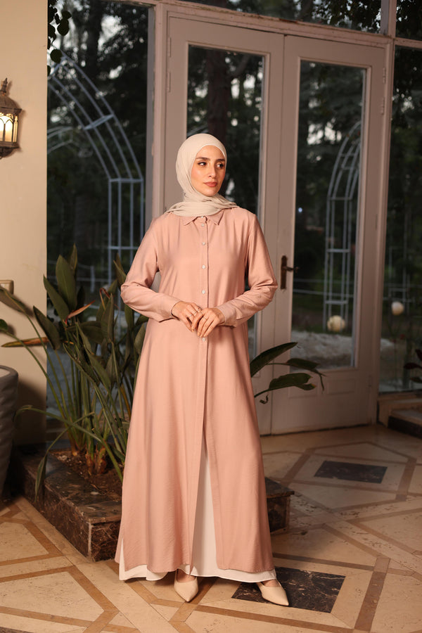 High-Slit long Shirt pink