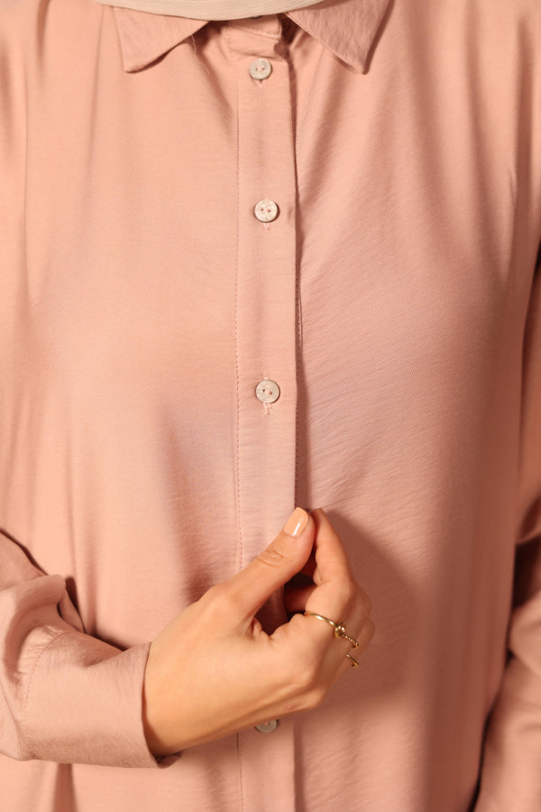 High-Slit long Shirt pink