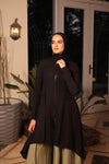 high low blouse with zipper black