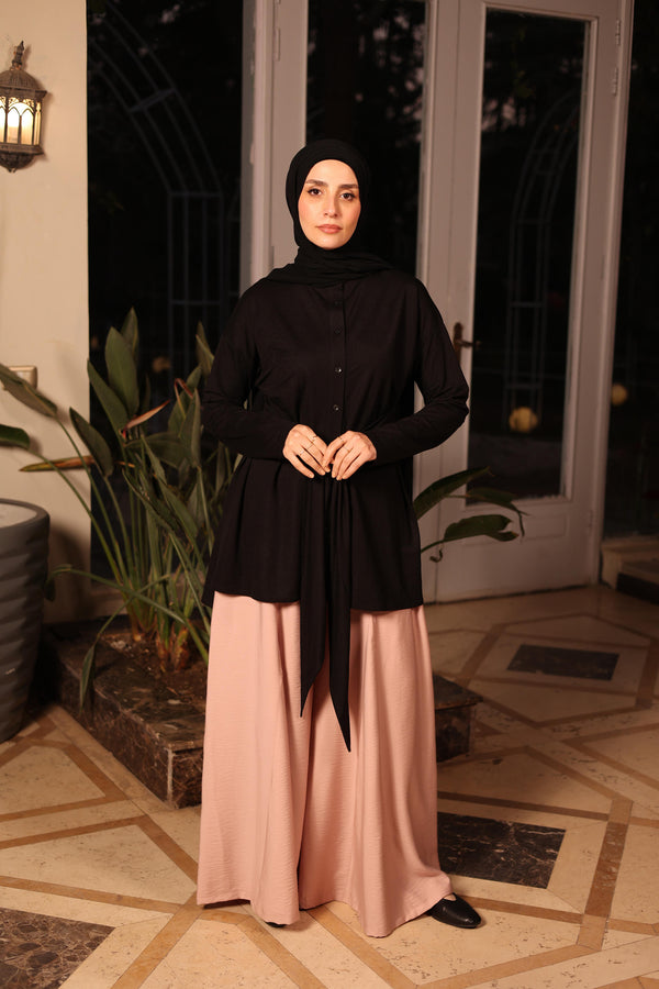 Modern Tie-Waist Shirt black