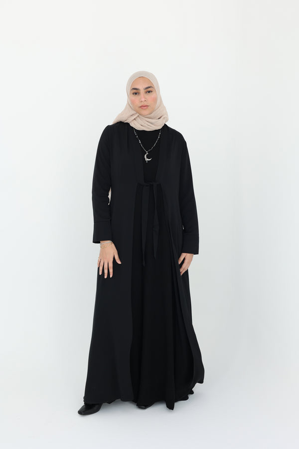 Jumpsuit Set with Front-Knot Open Abaya