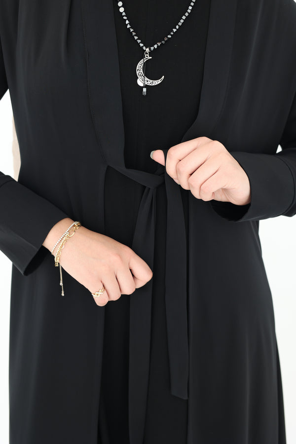 Jumpsuit Set with Front-Knot Open Abaya