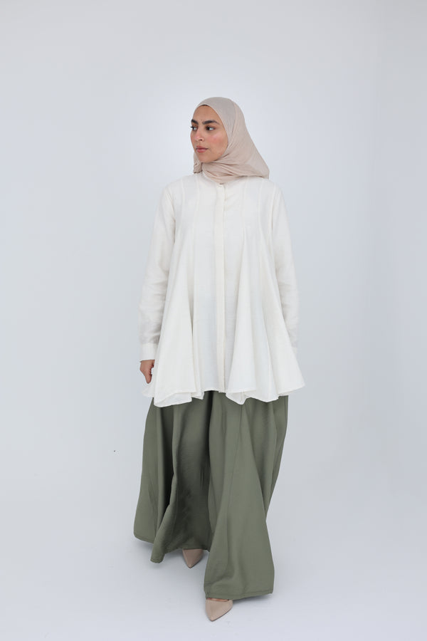 The Panel Flare Shirt Cream