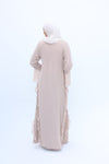 Chiffon Ruffle Abaya Set beige