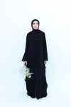 Chiffon Ruffle Abaya Set black