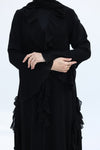 Chiffon Ruffle Abaya Set black
