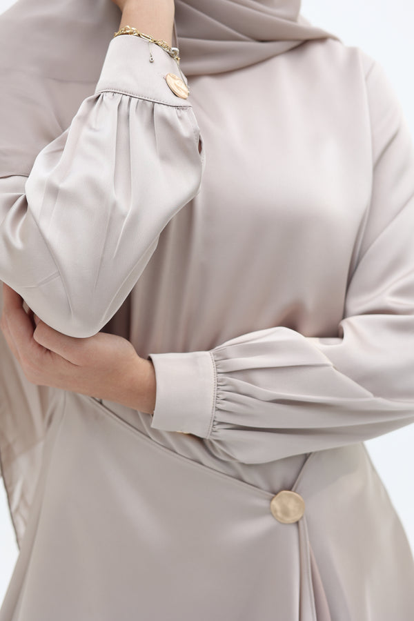 Wrapped Satin Draped Set beige