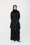 Wrapped Satin Draped Set black