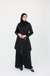 Wrapped Satin Draped Set black