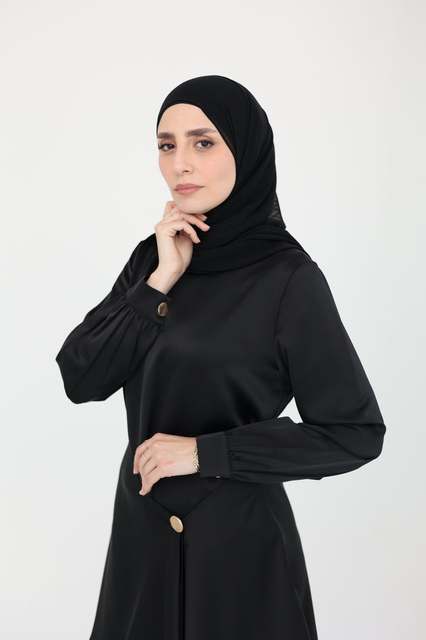 Wrapped Satin Draped Set black