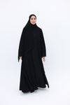 lace trim open abaya