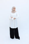 back pleated long shirt White