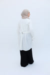 back pleated long shirt White