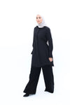 back pleated long shirt black