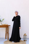 Crepe Abaya With black pins from side