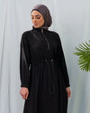 Crepe Abaya With elastic colar and front zipper