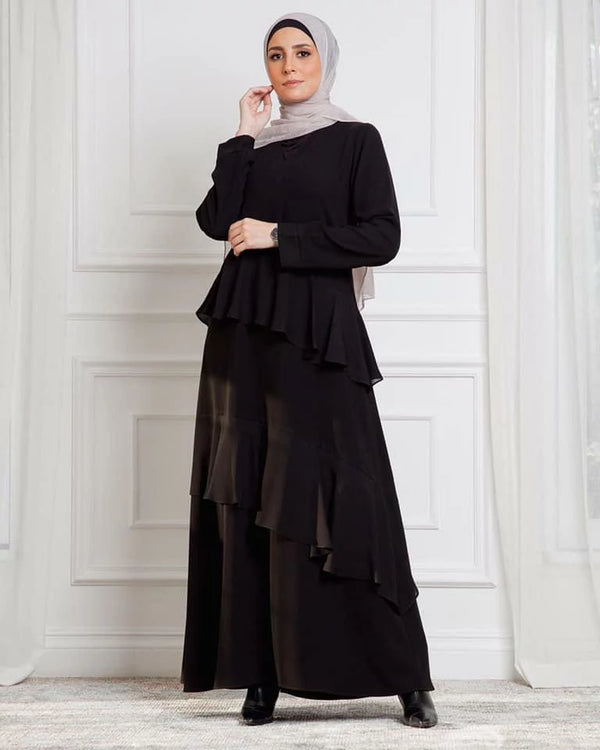 Crepe Abaya with several layers