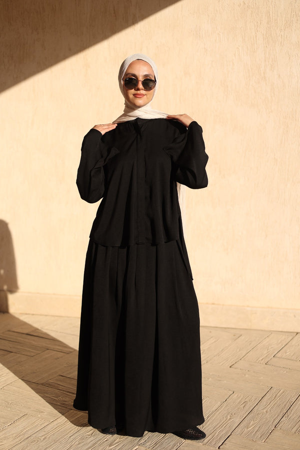 Black Celestial Pleated Set