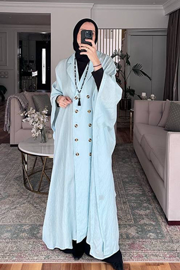 Free size buttoned linen poncho