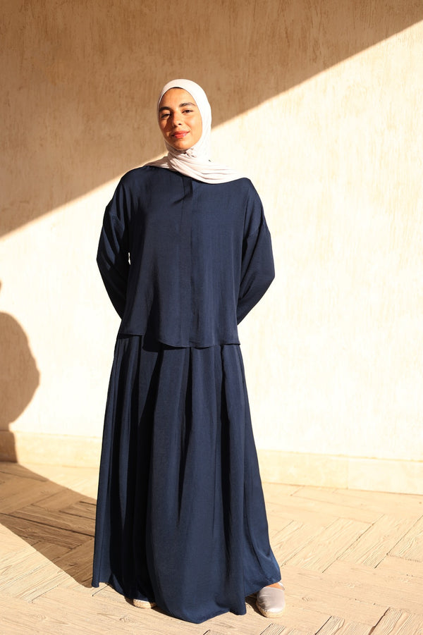 Navy Celestial Pleated Set