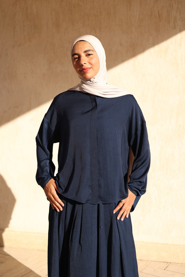 Navy Celestial Pleated Set
