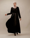 2 Layers Crepe Abaya With Satin Belt