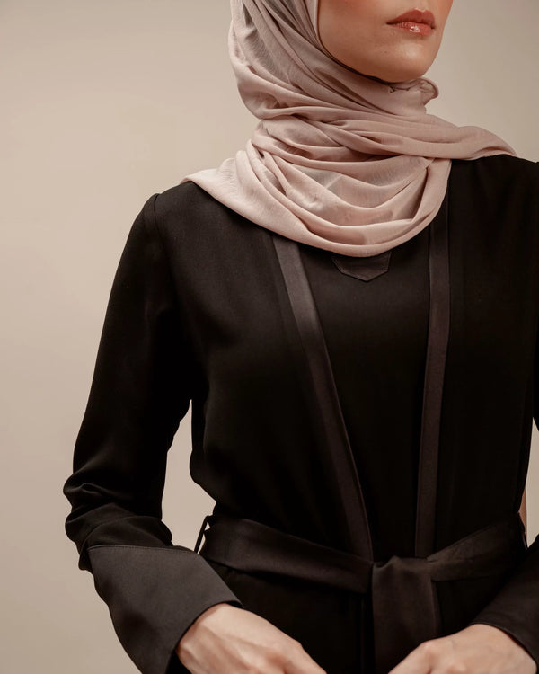 2 Layers Crepe Abaya With Satin Belt