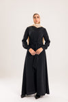 Light silky Tulip abaya with a waist tie.