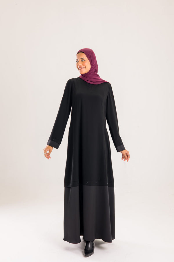 Crepe * Satin abaya with studs detailing on the sleeves and the bottom
