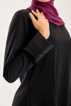 Crepe * Satin abaya with studs detailing on the sleeves and the bottom