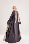 Double Sided crepe Abaya , light beige X lavender