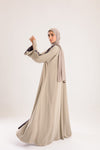 Double Sided crepe Abaya , light beige X lavender
