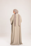 Double Sided crepe Abaya , light beige X lavender