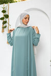 Silk Sleeveless mint Abaya with hidden zipper