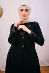 Tulip cloche abaya with satin collar and sleeves